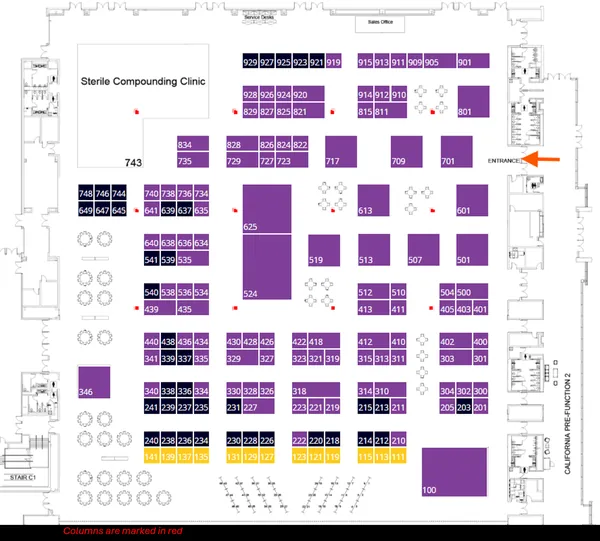 Floor plan of the NHIA 2027 Expo, Gaylord Pacific California Ballroom 1-4